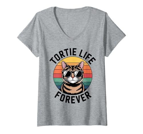 Damen Tortie Life Katze Männer Frauen Kinder Geschenk T-Shirt mit V-Ausschnitt Damen Tortie Life Katze Männer Frauen Kinder Geschenk T-Shirt mit V-Ausschnitt von Tortie Life Forever