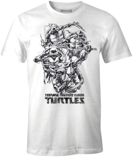 Tortues Ninja Herren Metmntdts020 T-Shirt, weiß, S von Tortues Ninja