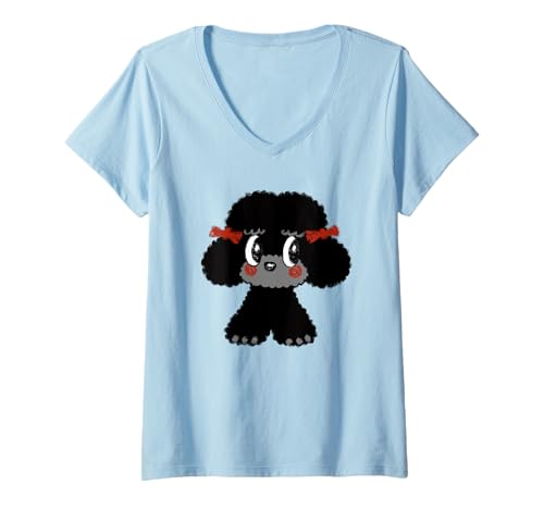 Damen Spielzeug Pudel Niedlicher Hund Welpe Haustier Lustige Tier Kunst Illustration T-Shirt mit V-Ausschnitt Damen Spielzeug Pudel Niedlicher Hund Welpe Haustier Lustige Tier Kunst Illustration T-Shirt mit V-Ausschnitt von Toru Sanogawa