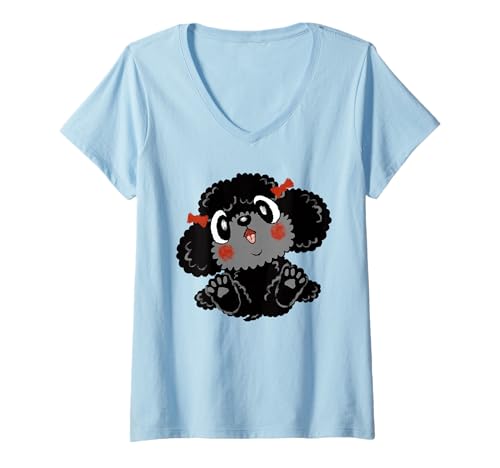 Damen Spielzeug Pudel Niedlicher Hund Welpe Haustier Lustige Tier Kunst Illustration T-Shirt mit V-Ausschnitt Damen Spielzeug Pudel Niedlicher Hund Welpe Haustier Lustige Tier Kunst Illustration T-Shirt mit V-Ausschnitt von Toru Sanogawa