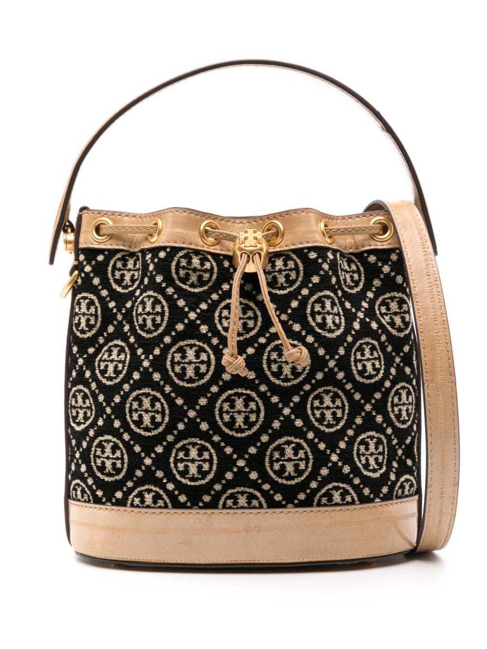 Tory Burch Chenille-Beuteltasche mit Double T-Jacquard - Schwarz von Tory Burch