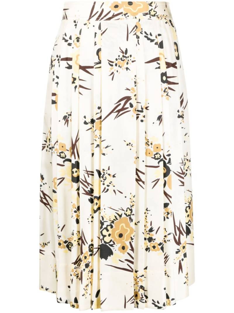 Tory Burch Faltenrock mit Blumen-Print - Nude von Tory Burch