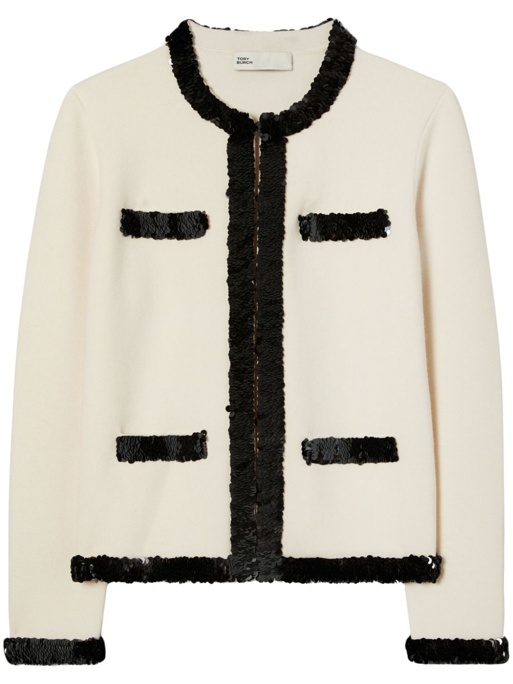 Tory Burch Kendra Cardigan mit Pailletten - Weiß von Tory Burch