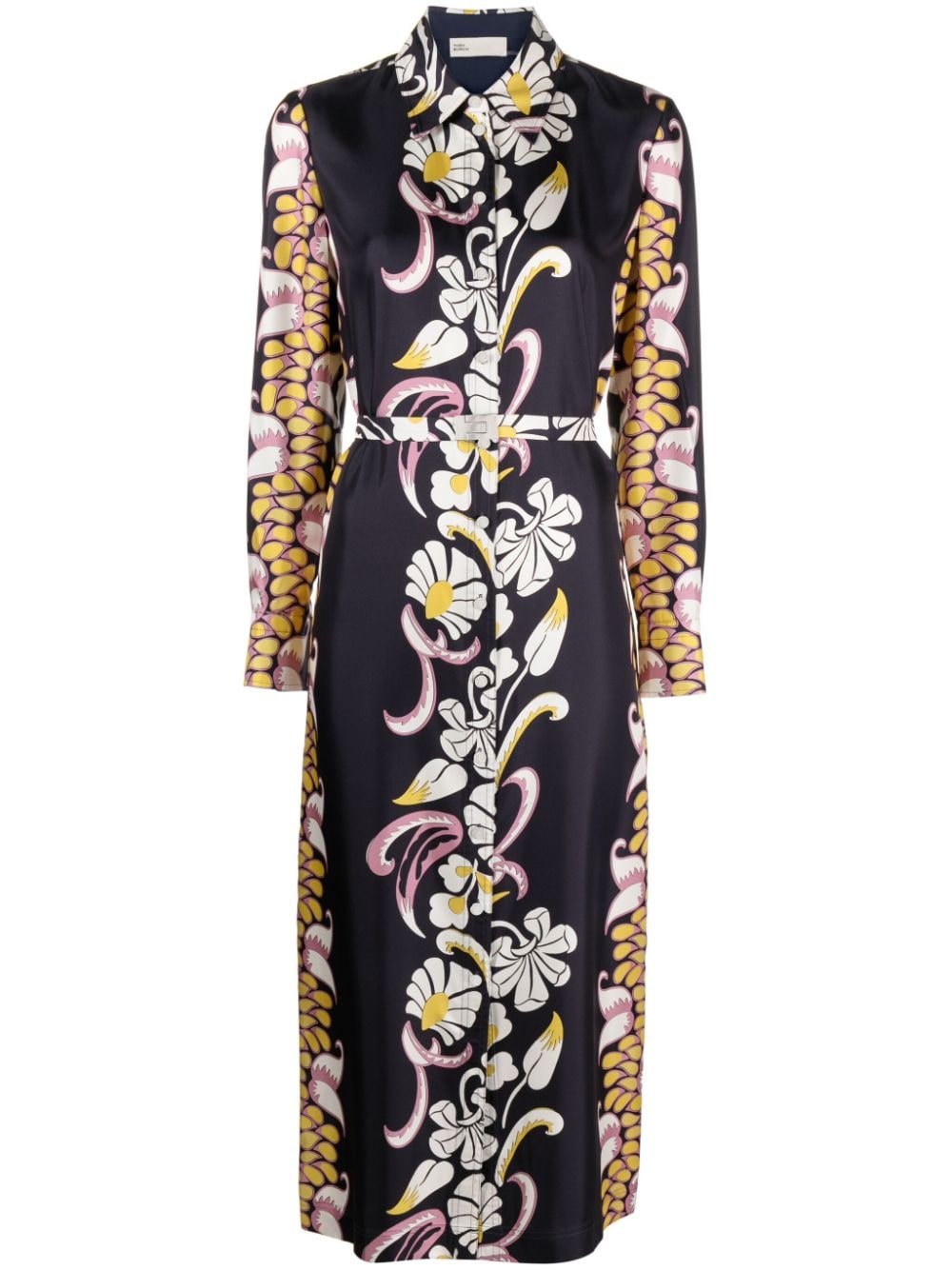 Tory Burch Hemdkleid aus Seide mit Blumen-Print - Schwarz von Tory Burch