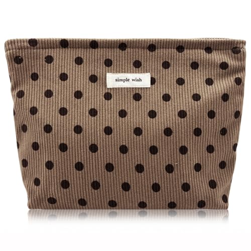 Torytoe Kosmetiktasche, Kulturtasche Segeltuch Mäppchen Make Up Schminktasche Gewebt Kariert Waschtasche Travel Cosmetic Organizer Kulturbeutel Kosmetikbeutel Reisen Kulturtasche für Damen, Weiß von Torytoe