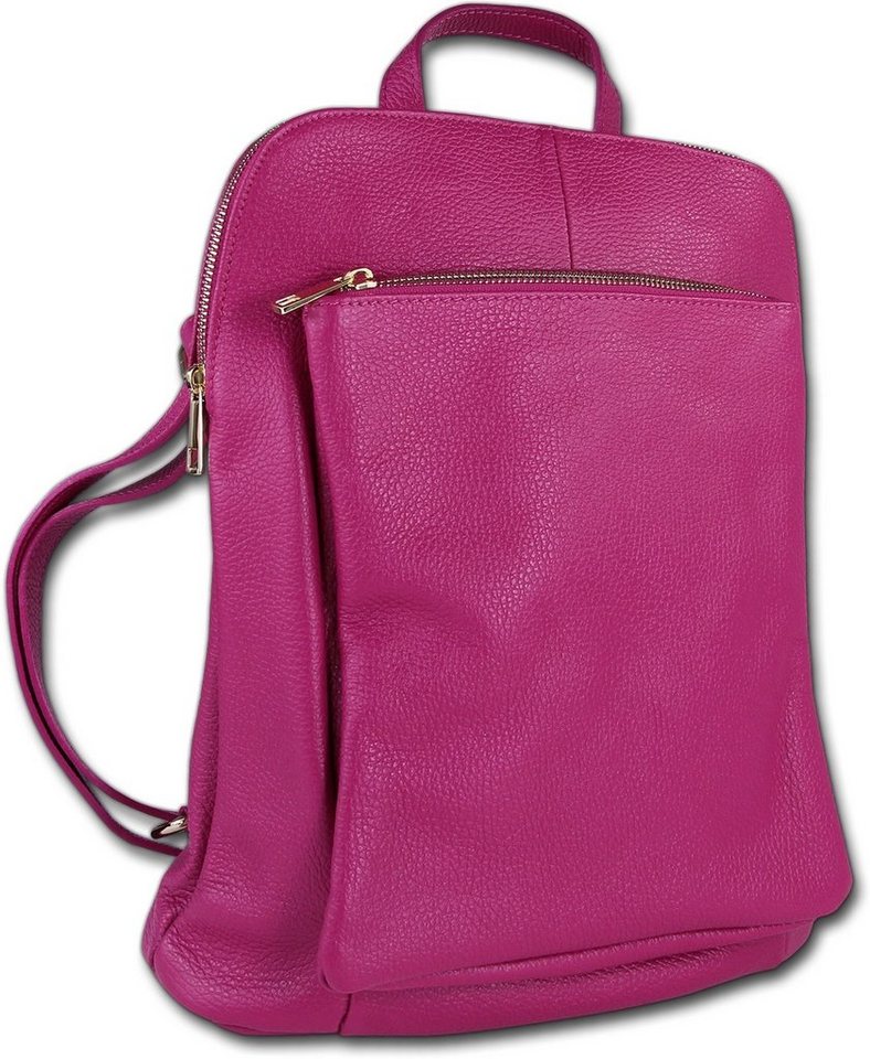 Toscanto Cityrucksack Toscanto Cityrucksack Freizeit (Cityrucksack), Damen Tasche Echtes Leder fuchsia, pink, Made-In Italy von Toscanto