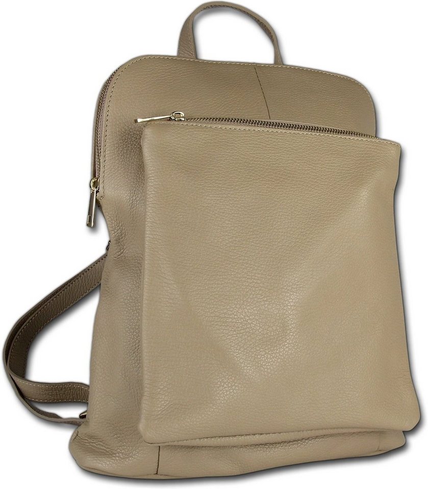 Toscanto Cityrucksack Toscanto Cityrucksack Freizeit (Cityrucksack), Damen Tasche Echtes Leder taupe, beige, Made-In Italy von Toscanto