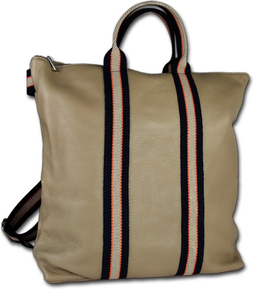 Toscanto Cityrucksack Toscanto Cityrucksack Freizeit (Cityrucksack), Damen Tasche Echtes Leder taupe, blau, beige, Made-In Italy von Toscanto
