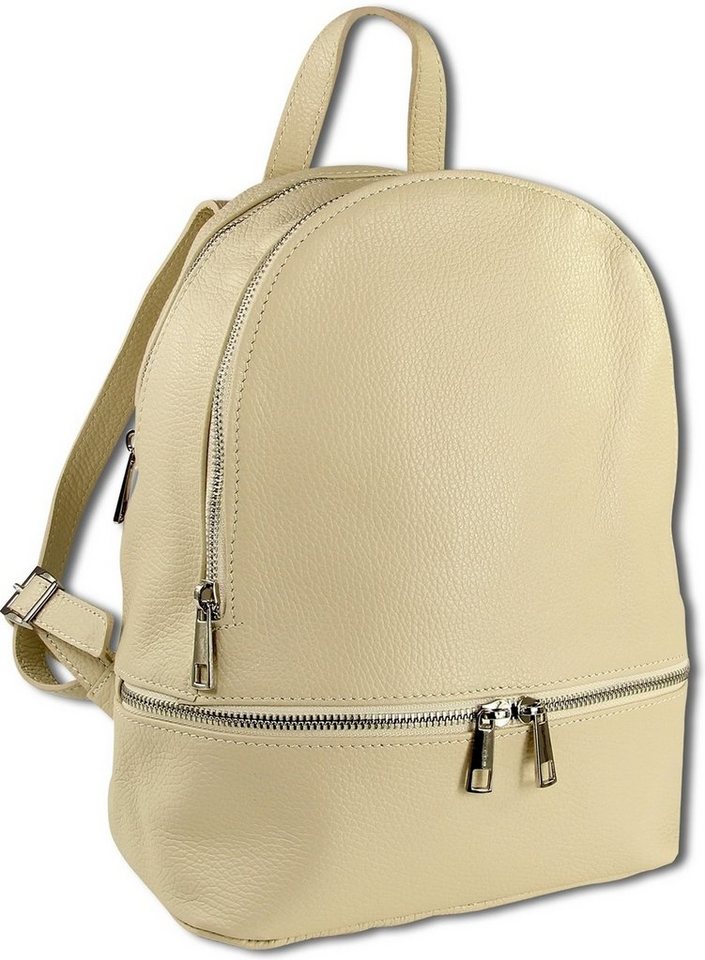 Toscanto Cityrucksack Toscanto Cityrucksack Freizeit (Cityrucksack, Cityrucksack), Damen Tasche Echtes Leder beige, Made-In Italy von Toscanto