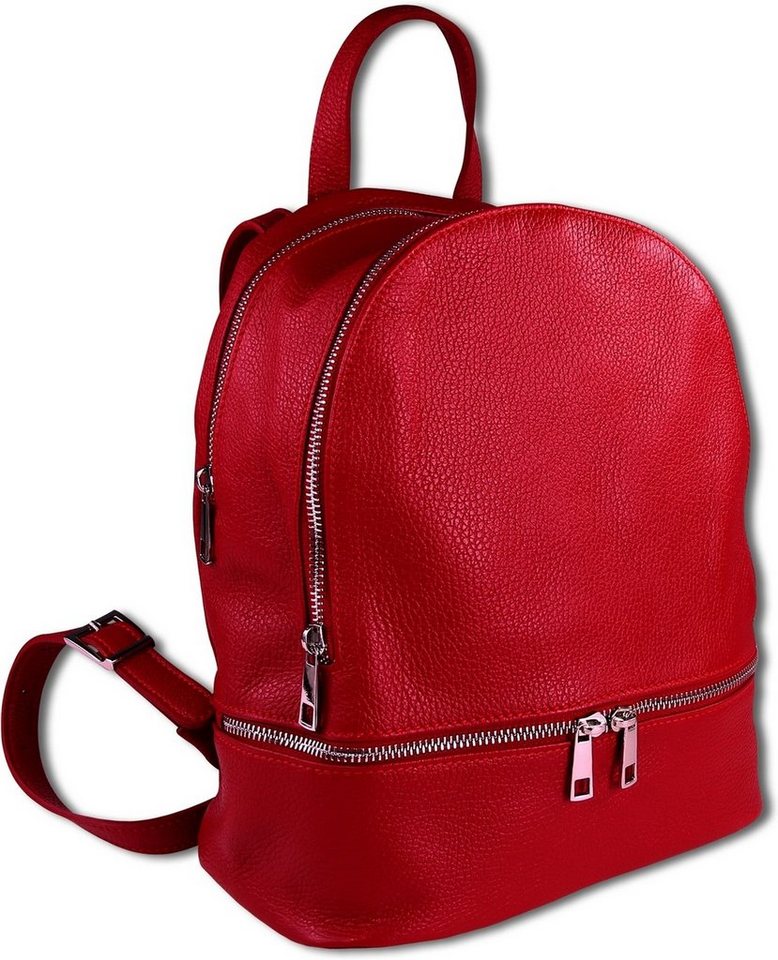 Toscanto Cityrucksack Toscanto Cityrucksack Freizeit (Cityrucksack, Cityrucksack), Damen Tasche Echtes Leder rot, Made-In Italy von Toscanto