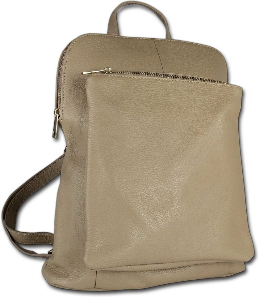 Toscanto Cityrucksack Toscanto Cityrucksack Freizeit (Cityrucksack, Cityrucksack), Damen Tasche Echtes Leder taupe, beige, Made-In Italy von Toscanto