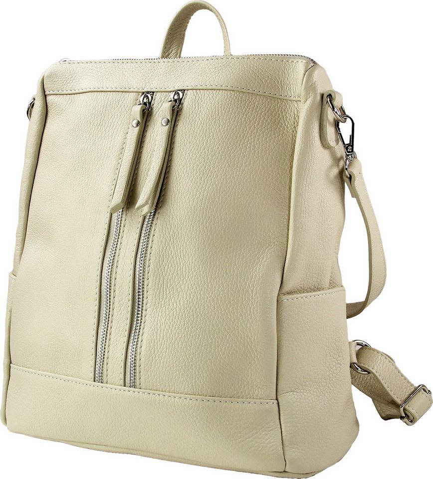 Toscanto Cityrucksack Toscanto Damen Cityrucksack Leder (Cityrucksack), Damen Cityrucksack Leder, beige ca. 30cm x ca. 33cm von Toscanto