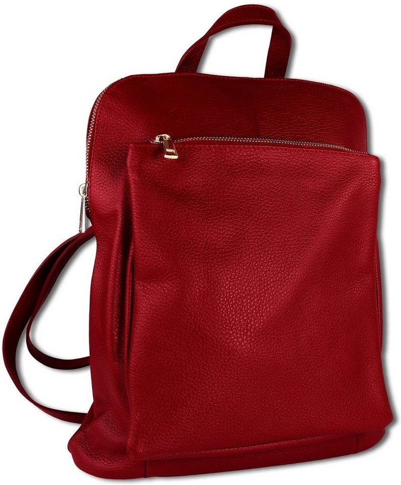 Toscanto Cityrucksack Toscanto Damen Cityrucksack Leder (Cityrucksack), Damen Tasche Echtes Leder dunkelrot, Made-In Italy von Toscanto