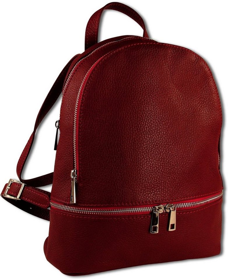 Toscanto Cityrucksack Toscanto Damen Cityrucksack Leder (Cityrucksack, Cityrucksack), Damen Tasche Echtes Leder dunkelrot, Made-In Italy von Toscanto