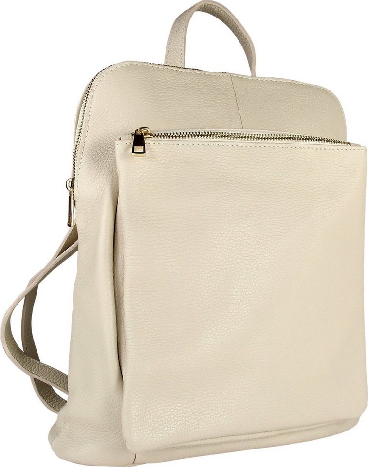 Toscanto Cityrucksack Toscanto Damen Cityrucksack Leder Tasche (Cityrucksack), Damen Cityrucksack Leder, beige, Größe ca. 30cm von Toscanto