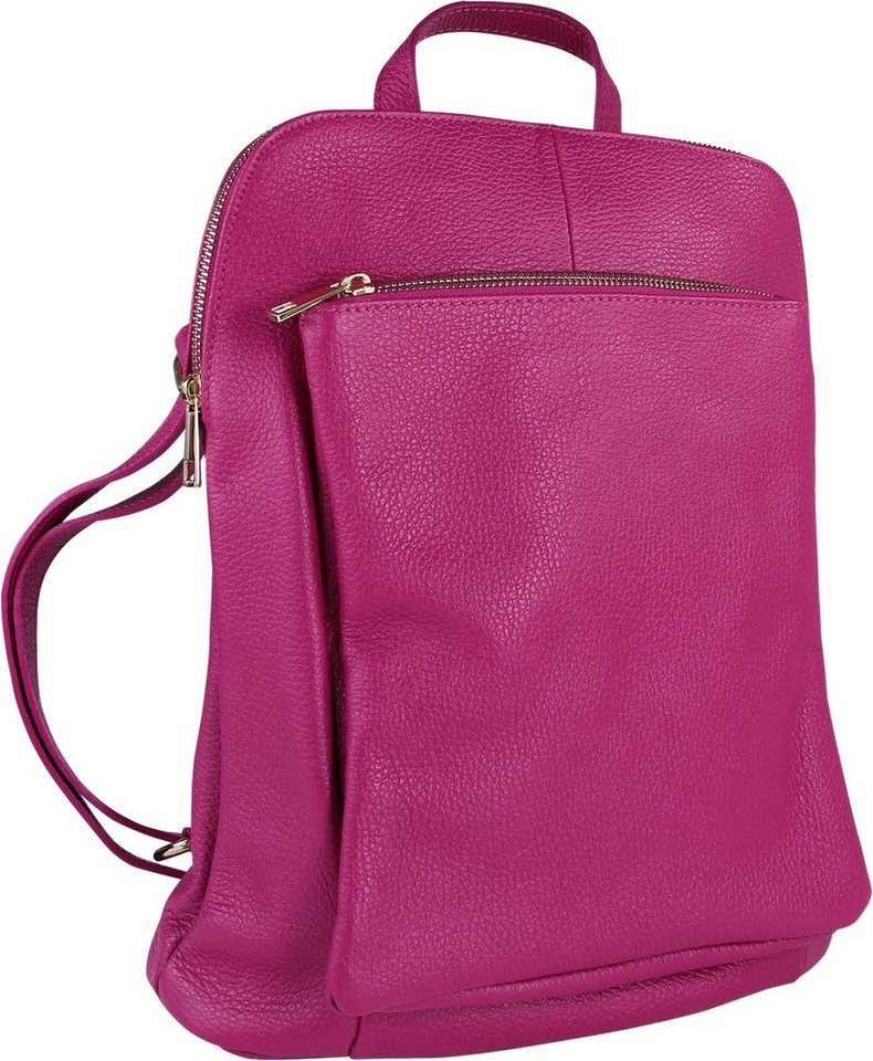 Toscanto Cityrucksack Toscanto Damen Cityrucksack Leder Tasche (Cityrucksack), Damen Cityrucksack Leder, fuchsia, pink, Größe ca. 30cm von Toscanto