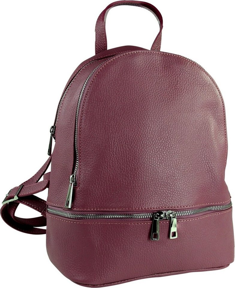 Toscanto Cityrucksack Toscanto Damen Cityrucksack Leder Tasche (Cityrucksack), Damen Cityrucksack Leder, rosa, Größe ca. 32cm von Toscanto