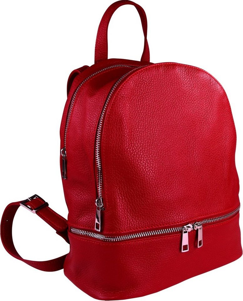 Toscanto Cityrucksack Toscanto Damen Cityrucksack Leder Tasche (Cityrucksack), Damen Cityrucksack Leder, rot, Größe ca. 32cm von Toscanto