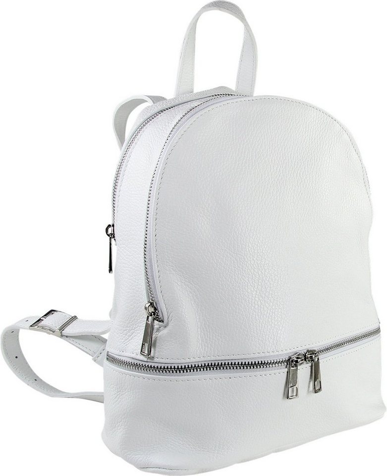 Toscanto Cityrucksack Toscanto Damen Cityrucksack Leder Tasche (Cityrucksack), Damen Cityrucksack Leder, weiß, Größe ca. 32cm von Toscanto