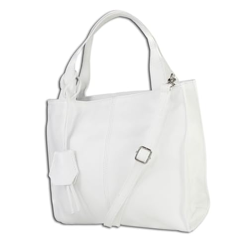 Toscanto Damen Schultertasche Shopper Leder Tasche weiß OTT155SW Leder Schultertasche von Toscanto