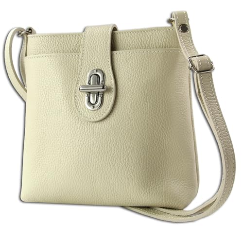 Toscanto Damen Umhängetasche Leder Tasche beige OTT828UI Leder Umhängetasche von Toscanto