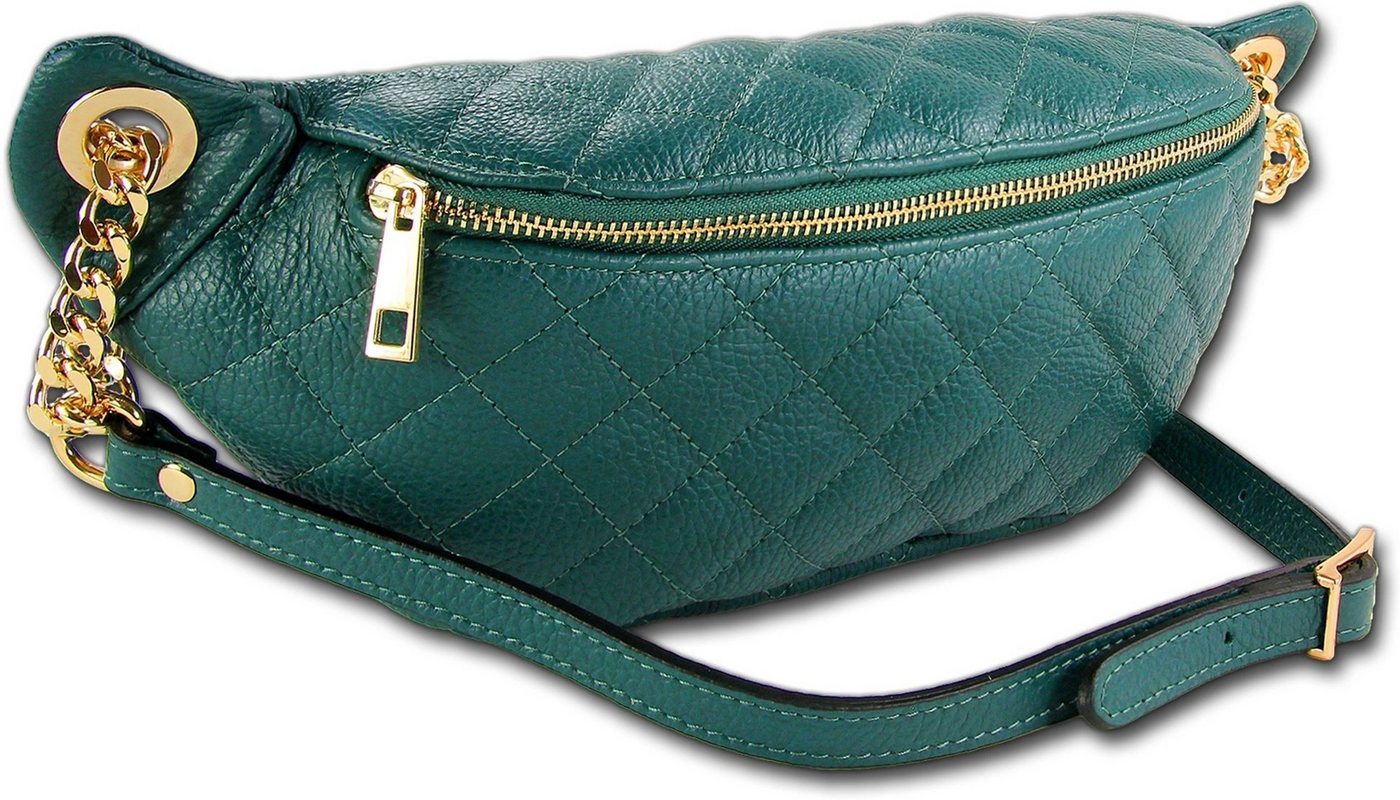 Toscanto Gürteltasche Toscanto Damen Gürteltasche Leder (Gürteltasche, Gürteltasche), Damen Tasche Echtes Leder aquamarin, türkis, Ketten-Leder-Tragegurt von Toscanto