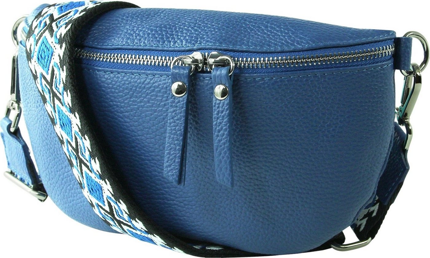 Toscanto Gürteltasche Toscanto Damen Gürteltasche Leder blau (Gürteltasche), Damen Gürteltasche Leder, blau, mehrfarbig ca. 25cm x ca. 15cm von Toscanto