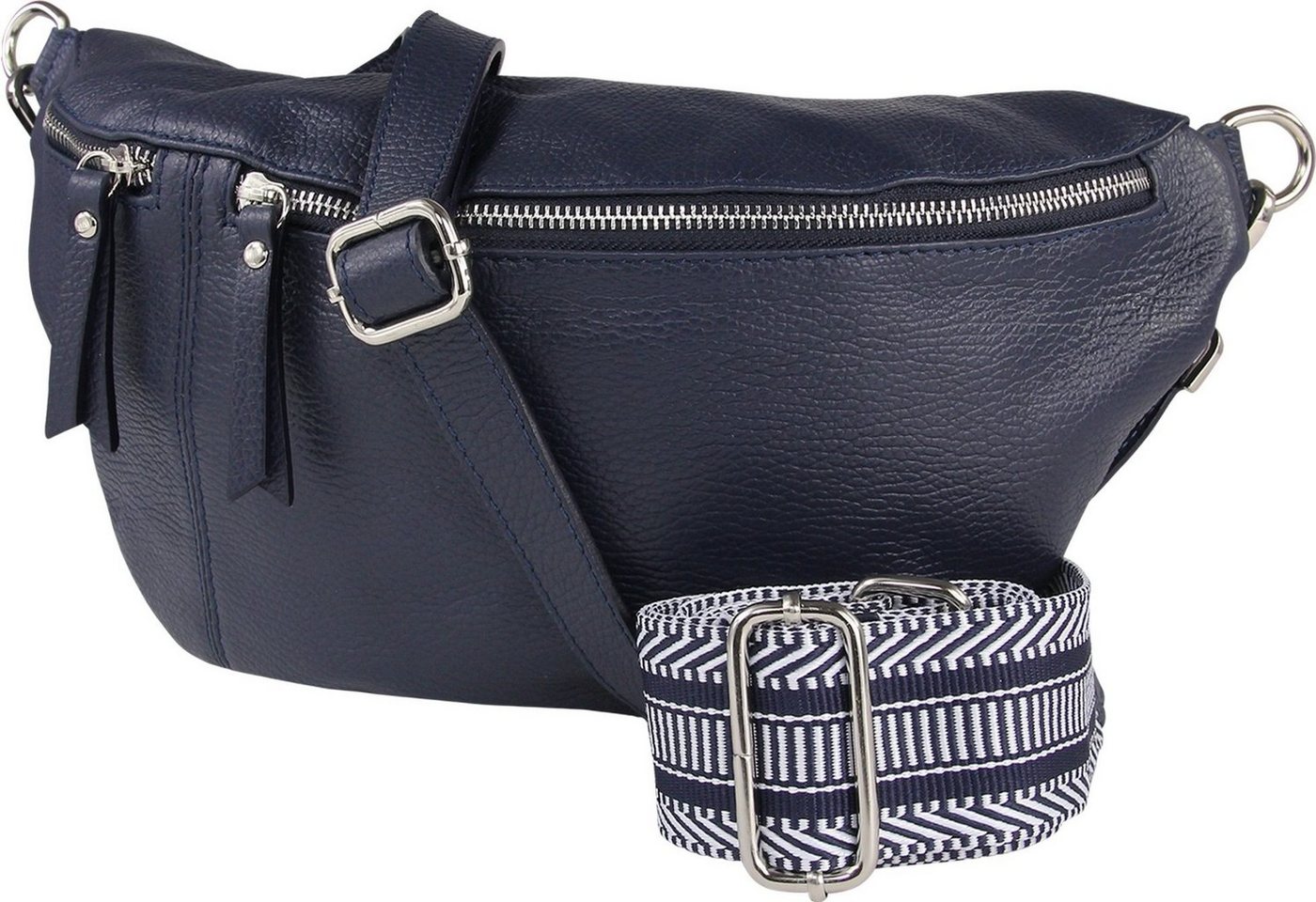 Toscanto Gürteltasche Toscanto Gürteltasche Freizeit (Gürteltasche, Gürteltasche), Damen Tasche Echtes Leder dunkelblau, Made-In Italy von Toscanto