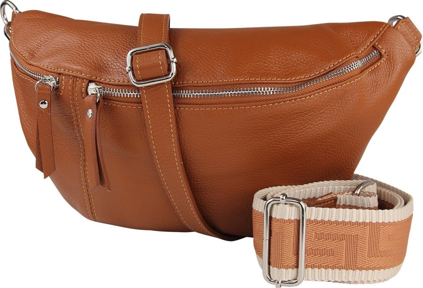 Toscanto Gürteltasche Toscanto Gürteltasche Freizeit (Gürteltasche, Gürteltasche), Damen Tasche Echtes Leder hellbraun, Made-In Italy von Toscanto