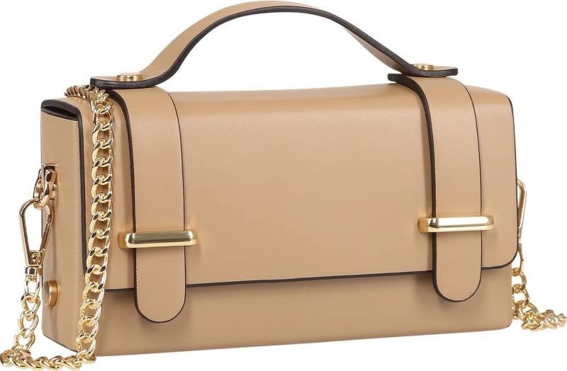 Toscanto Handtasche Toscanto Damen Handtasche Leder Tasche (Handtasche), Damen Leder Handtasche, taupe, dunkelbeige ca. 19cm von Toscanto