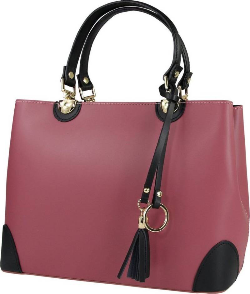 Toscanto Handtasche Toscanto Damen Handtasche Umhängetasche (Handtasche), Damen Leder Handtasche, Umhängetasche, altrosa, schwarz ca. 32cm von Toscanto