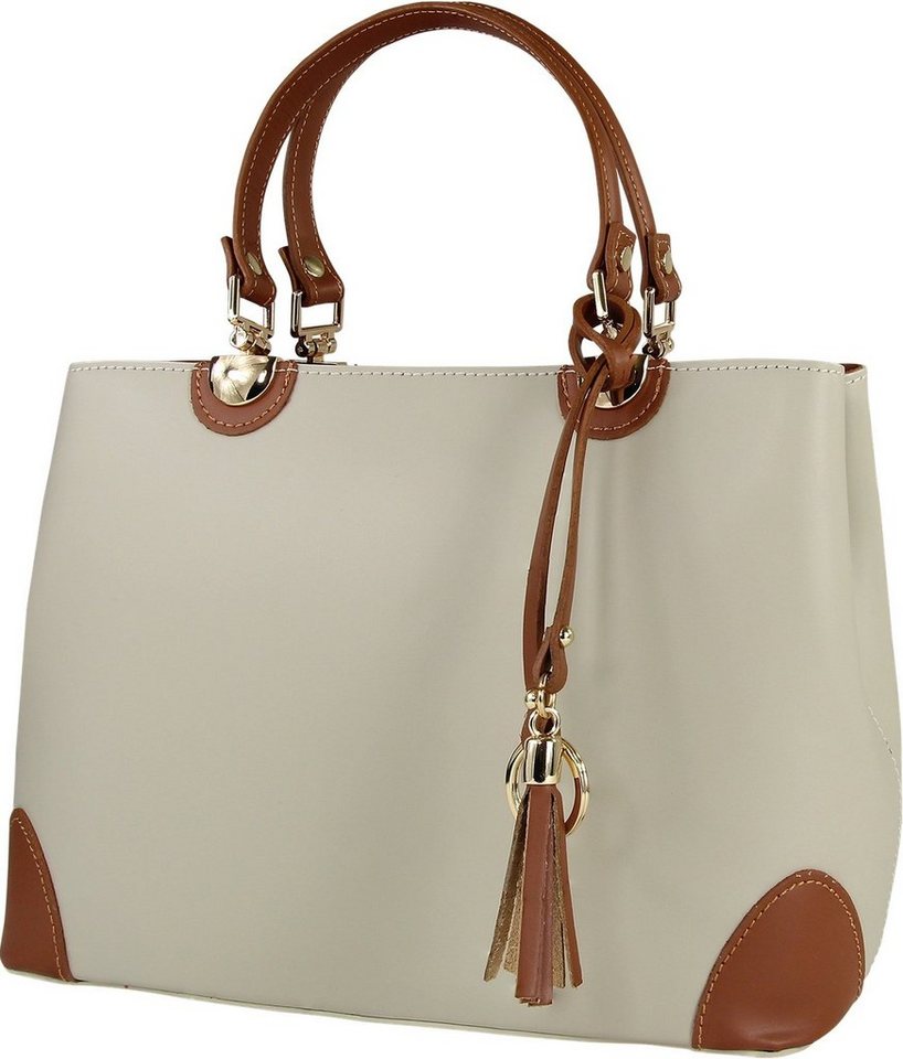 Toscanto Handtasche Toscanto Damen Handtasche Umhängetasche (Handtasche), Damen Handtasche, Umhängetasche Leder, beige, tan ca. 32cm x ca. 23cm von Toscanto