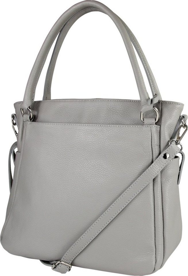 Toscanto Handtasche Toscanto Damen Handtasche Umhängetasche (Handtasche), Damen Leder Handtasche, Umhängetasche, hellgrau ca. 38cm von Toscanto