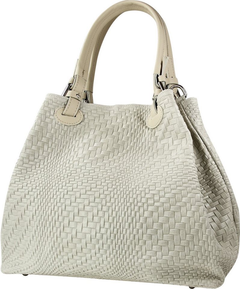 Toscanto Handtasche Toscanto Tasche geprägtes abstraktes (Handtasche), Damen Leder Handtasche, Umhängetasche, beige ca. 31cm von Toscanto