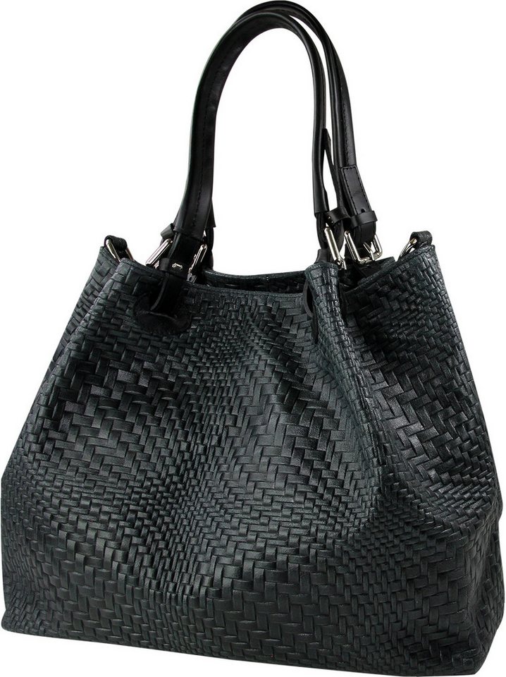 Toscanto Handtasche Toscanto Tasche geprägtes abstraktes (Handtasche), Damen Leder Handtasche, Umhängetasche, schwarz ca. 31cm von Toscanto