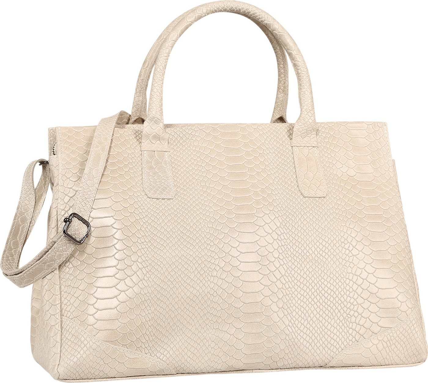 Toscanto Henkeltasche Toscanto Damen Henkeltasche Leder Tasche (Henkeltasche), Damen Leder Henkeltasche, beige ca. 40cm von Toscanto