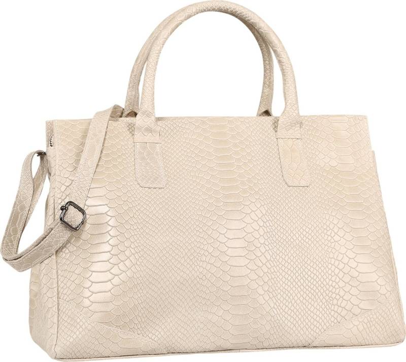 Toscanto Henkeltasche Toscanto Damen Henkeltasche Leder Tasche (Henkeltasche), Damen Leder Henkeltasche, beige ca. 40cm von Toscanto