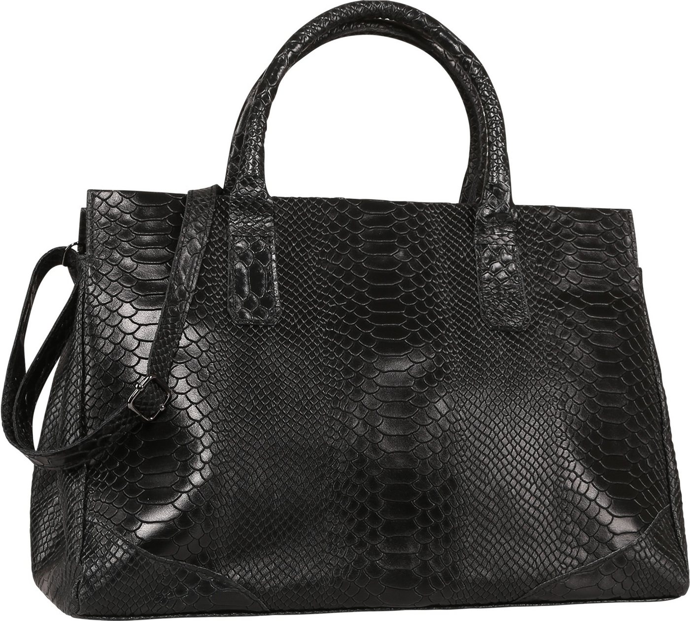 Toscanto Henkeltasche Toscanto Damen Henkeltasche Leder Tasche (Henkeltasche), Damen Leder Henkeltasche, schwarz ca. 40cm von Toscanto