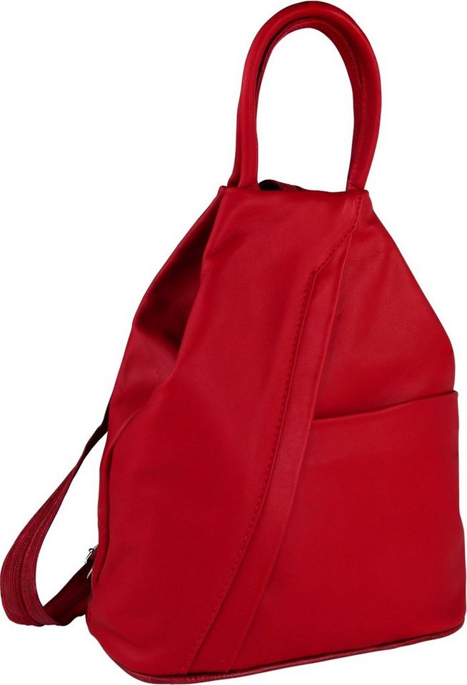 Toscanto Schultertasche Toscanto Damen Cityrucksack (Cityrucksack), Damen Cityrucksack, Schultertasche Leder, rot, Größe ca. 26cm von Toscanto