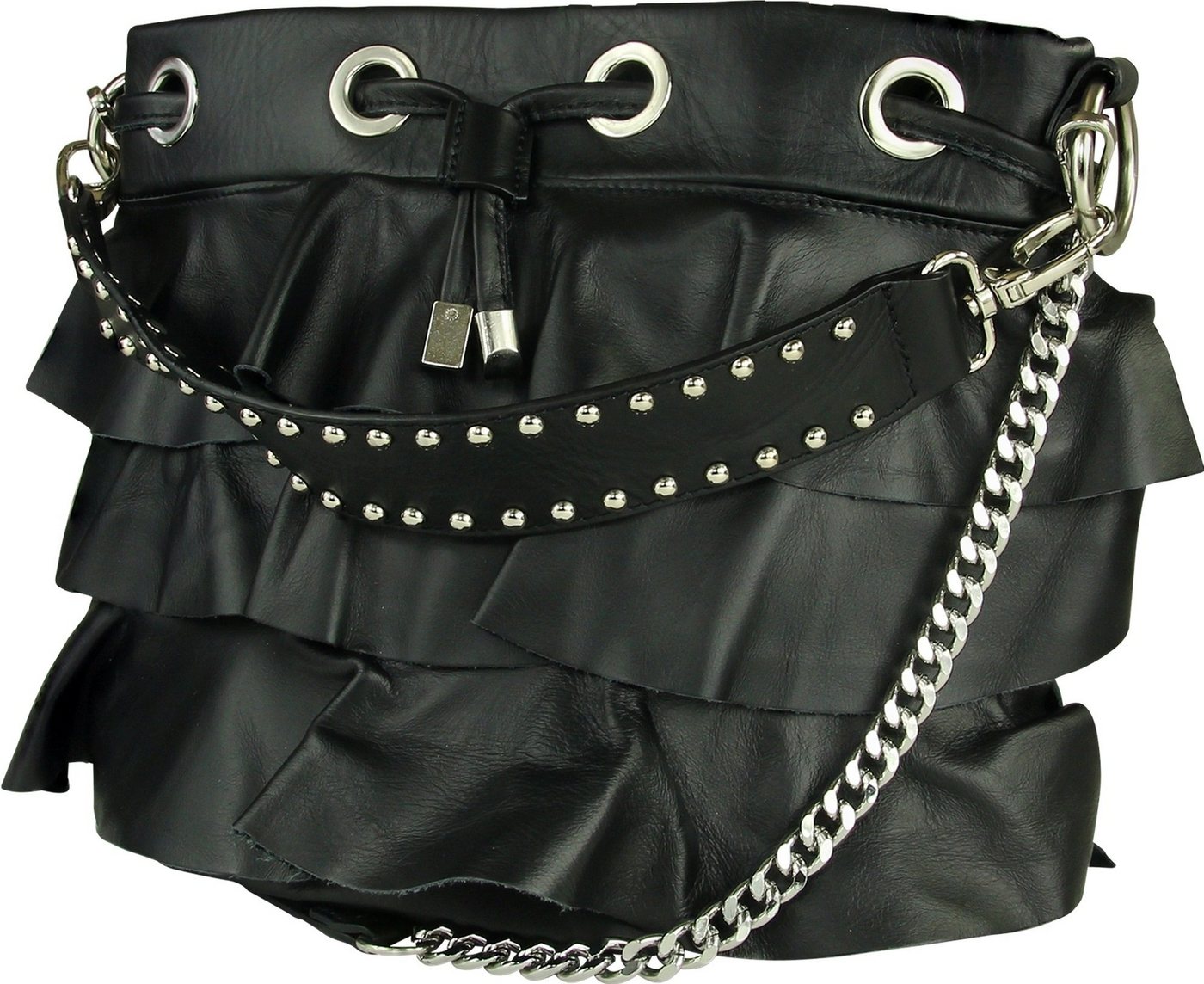 Toscanto Schultertasche Toscanto Damen Schultertasche (Schultertasche), Damen Schultertasche, Henkeltasche Leder, schwarz, Größe ca. 25cm von Toscanto