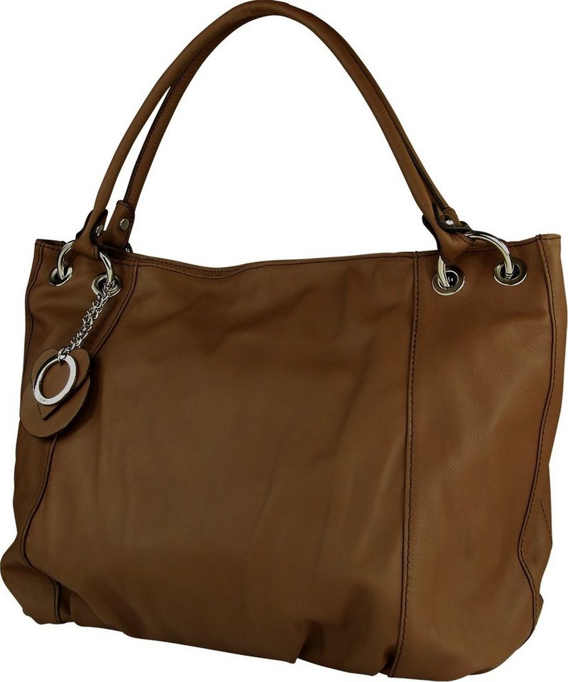 Toscanto Schultertasche Toscanto Damen Schultertasche (Schultertasche), Damen Schultertasche, Henkeltasche Leder, taupe, braun, Größe ca. 42cm von Toscanto