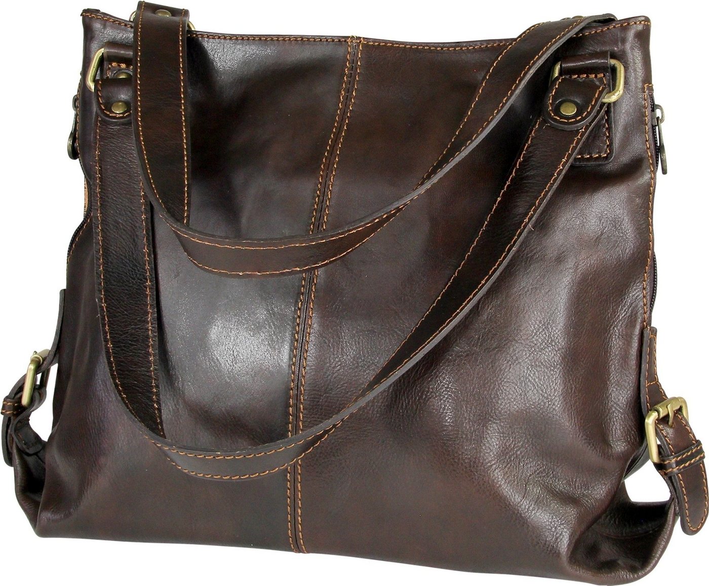 Toscanto Schultertasche Toscanto Damen Schultertasche (Schultertasche), Damen Schultertasche, Henkeltasche, Shopper Leder, braun, Größe 40cm von Toscanto