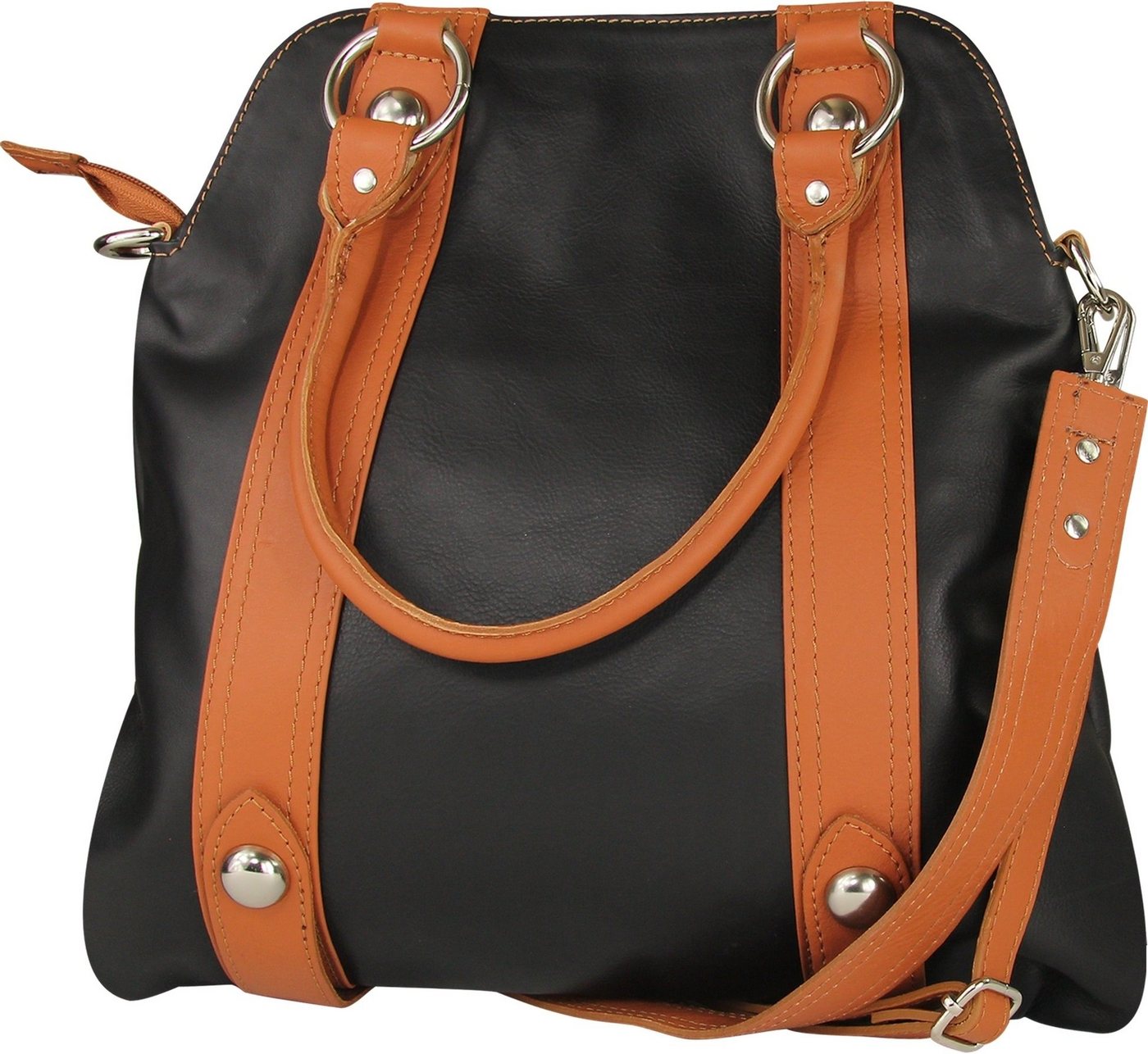 Toscanto Schultertasche Toscanto Damen Schultertasche (Schultertasche), Damen Schultertasche, Umhängetasche Leder, schwarz braun, Größe 40cm von Toscanto