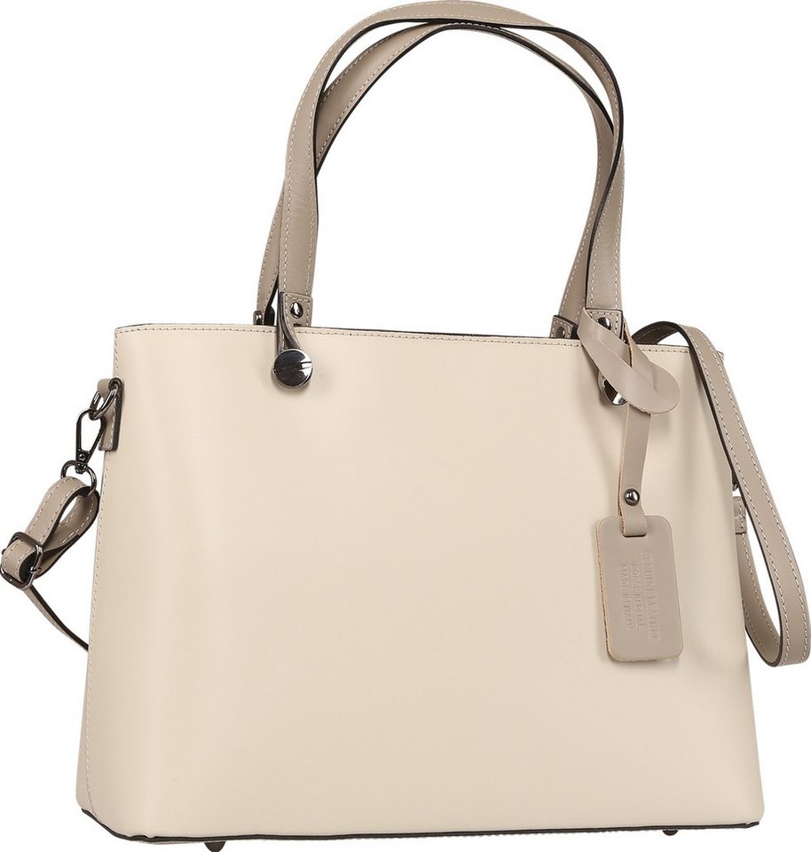 Toscanto Schultertasche Toscanto Damen Schultertasche Leder (Schultertasche), Damen Leder Schultertasche, beige, grau ca. 37cm von Toscanto