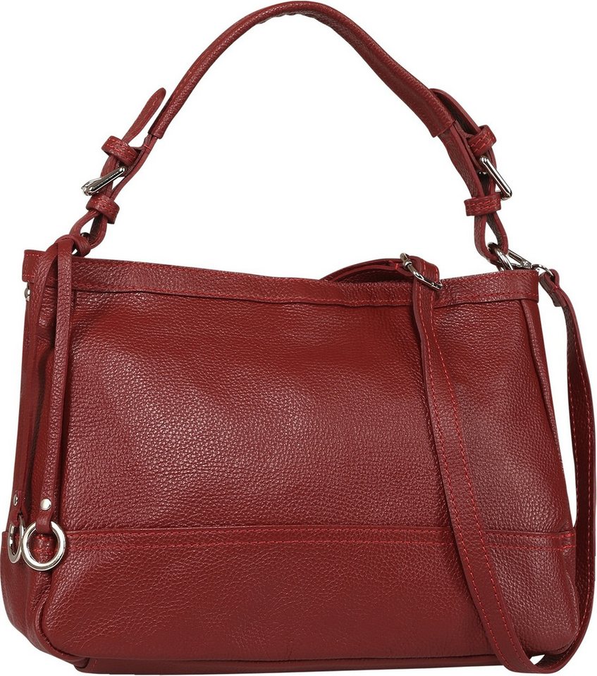 Toscanto Schultertasche Toscanto Damen Schultertasche Leder (Schultertasche), Damen Leder Schultertasche, dunkelrot ca. 38cm von Toscanto