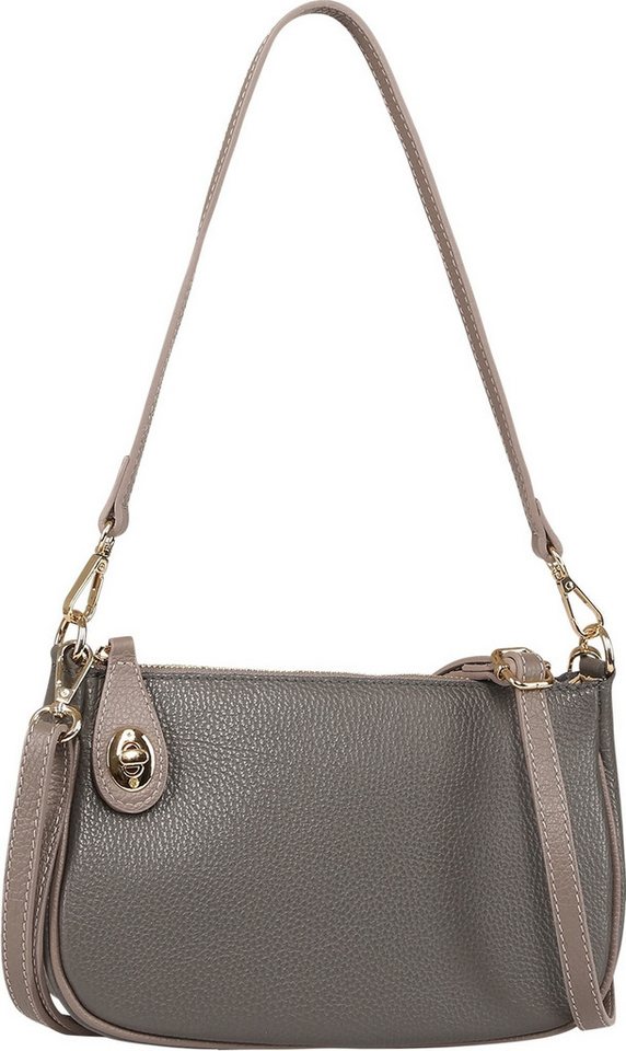 Toscanto Schultertasche Toscanto Damen Schultertasche Leder (Schultertasche), Damen Leder Schultertasche, grau ca. 27cm von Toscanto