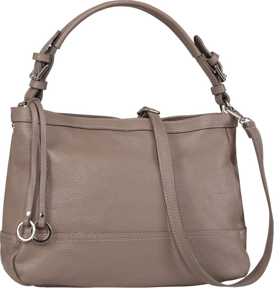 Toscanto Schultertasche Toscanto Damen Schultertasche Leder (Schultertasche), Damen Leder Schultertasche, grau ca. 38cm von Toscanto