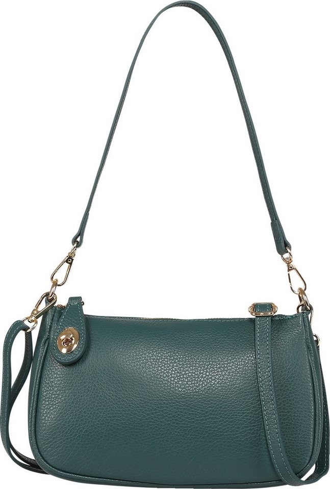 Toscanto Schultertasche Toscanto Damen Schultertasche Leder (Schultertasche), Damen Leder Schultertasche, petrolblau ca. 27cm von Toscanto