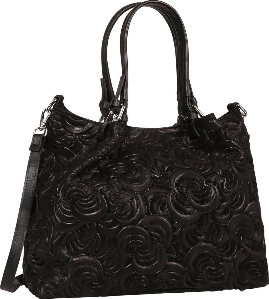 Toscanto Schultertasche Toscanto Damen Schultertasche Leder (Schultertasche), Damen Leder Schultertasche, schwarz ca. 36cm von Toscanto