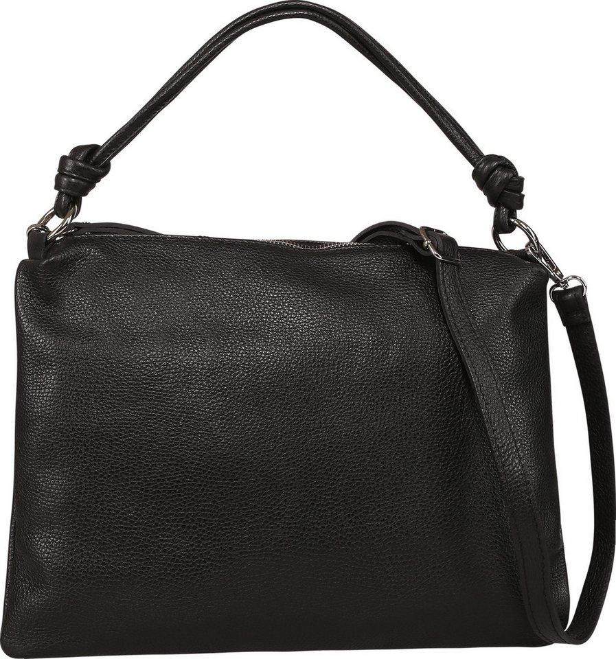 Toscanto Schultertasche Toscanto Damen Schultertasche Leder (Schultertasche), Damen Leder Schultertasche, schwarz ca. 37cm von Toscanto